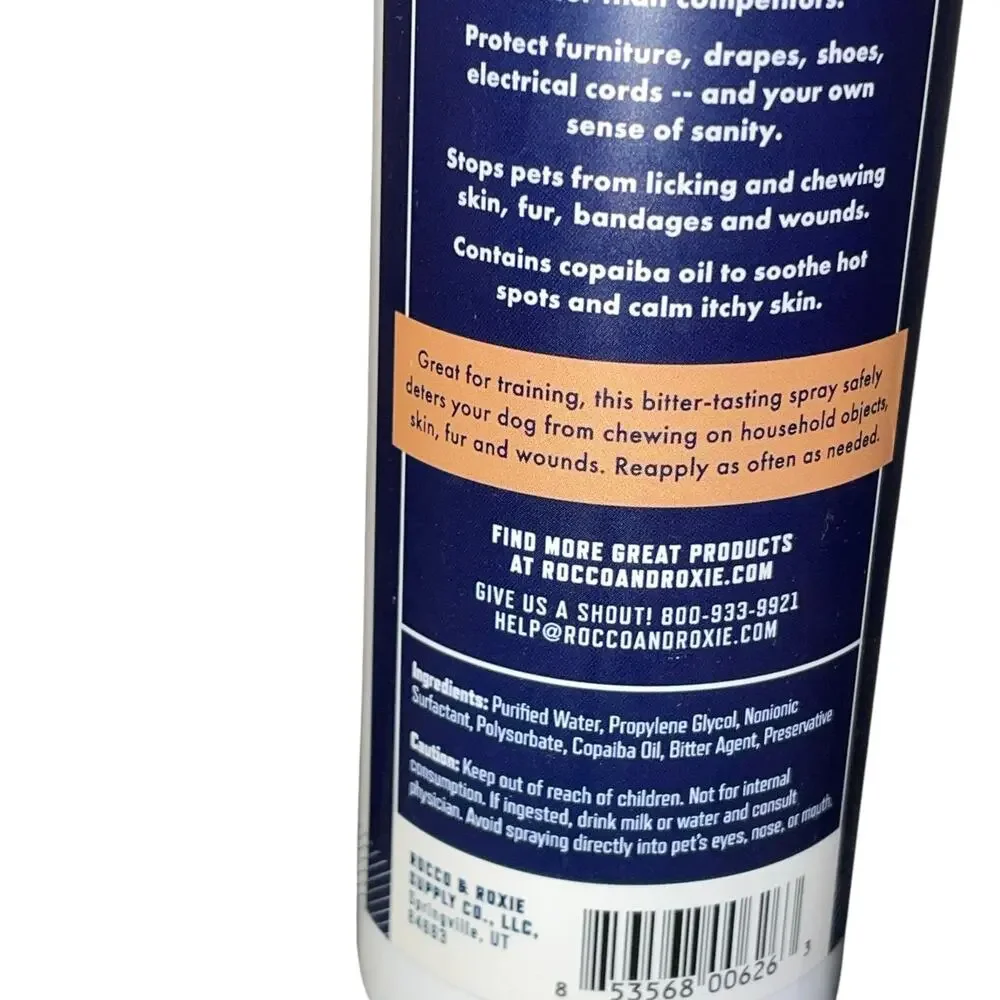 Rocco & Roxie No Chew Extreme Bitter Spray Dogs Stop Chewing 8 oz Lot of 3 NEW